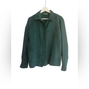 Lemon Grass Studio Blouse Button Up Emerald Green Size Small